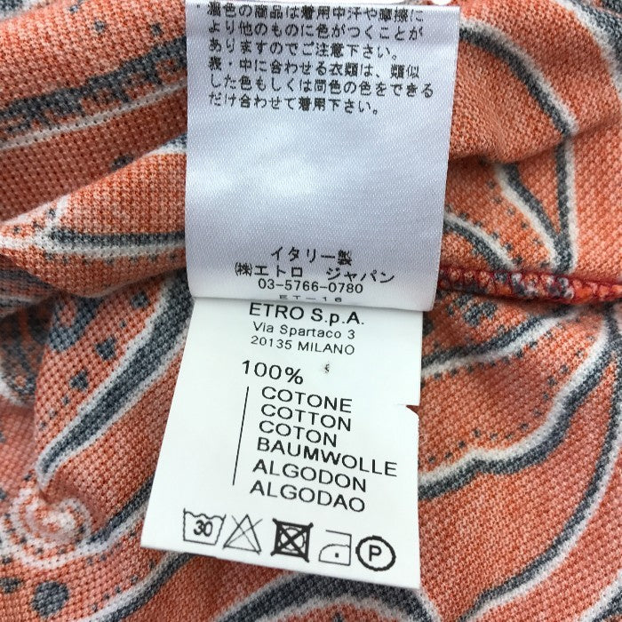 ETRO エトロ ポロシャツ メンズ 夏 半袖 コットン ペイズリー柄 レッド 2XLサイズ 141-11513-4049 中古 T1