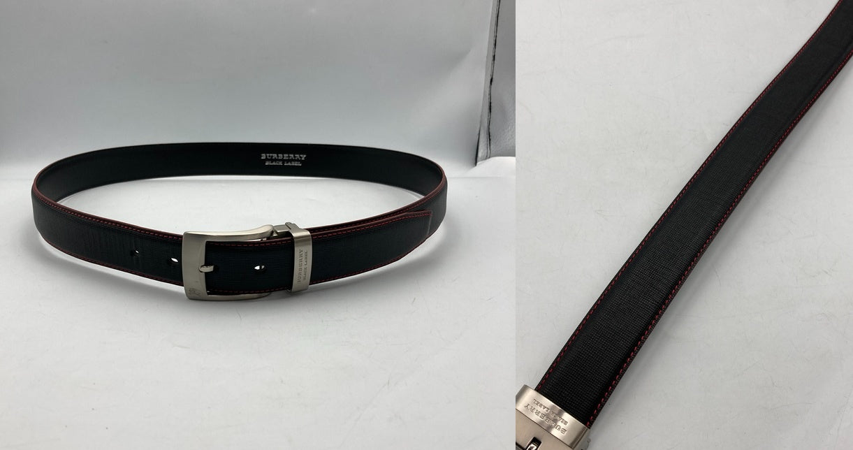 BURBERRY BLACK LABEL バーバリーブラックレーベル バックル レザーベルト メンズ 中古 D4