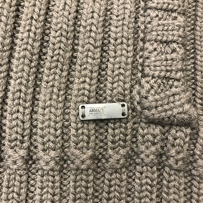 ARMANI COLLEZIONI アルマーニコレツォーニ ニット トップス メンズ 冬 ウール 厚手 リブ編み ショールカラー ブラウン 54サイズ 中古 W1