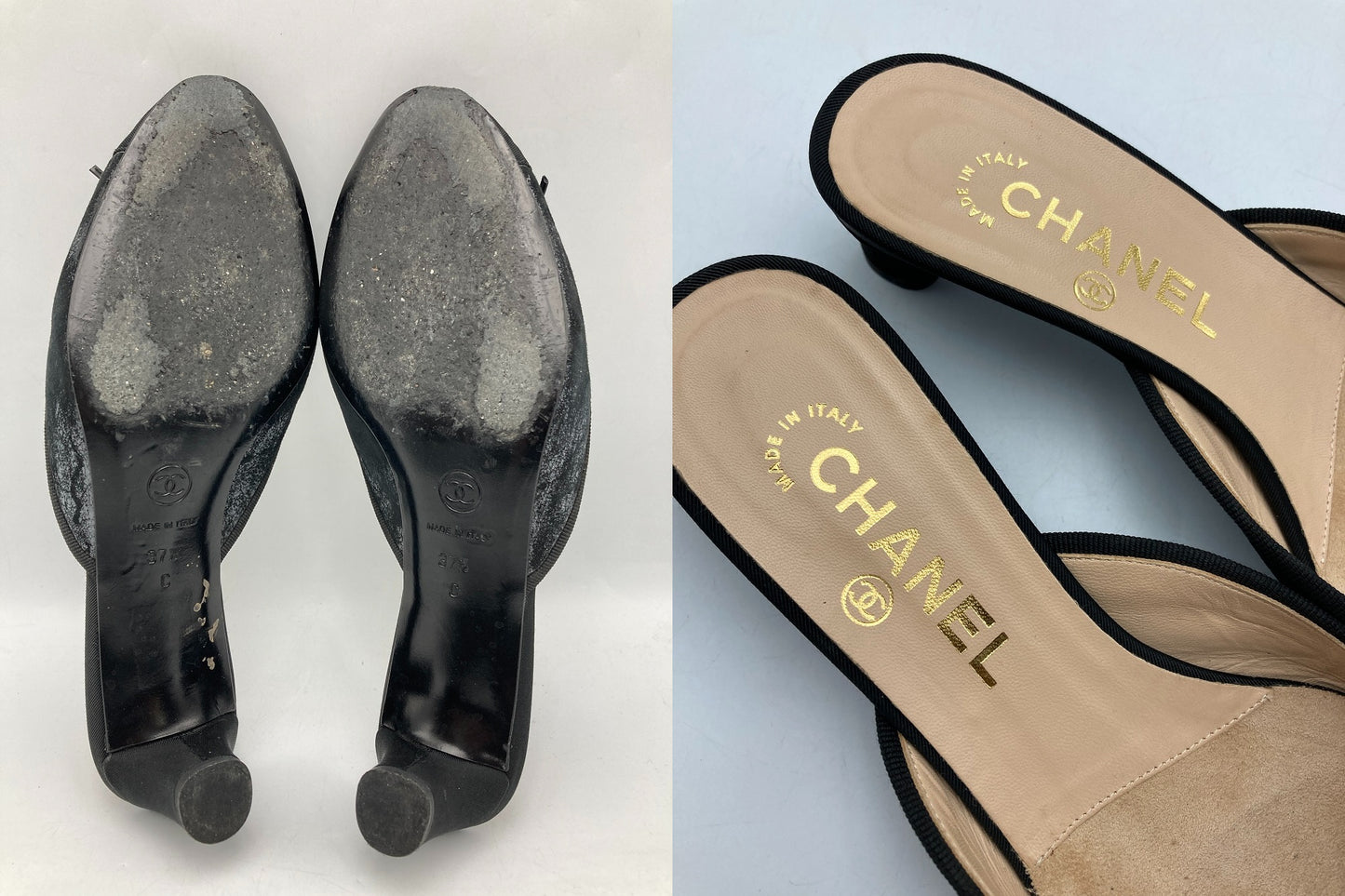 CHANEL シャネル ココマーク ヴィンテージ加工 ミュール G28285Y02533 サイズ37.5 中古 D4