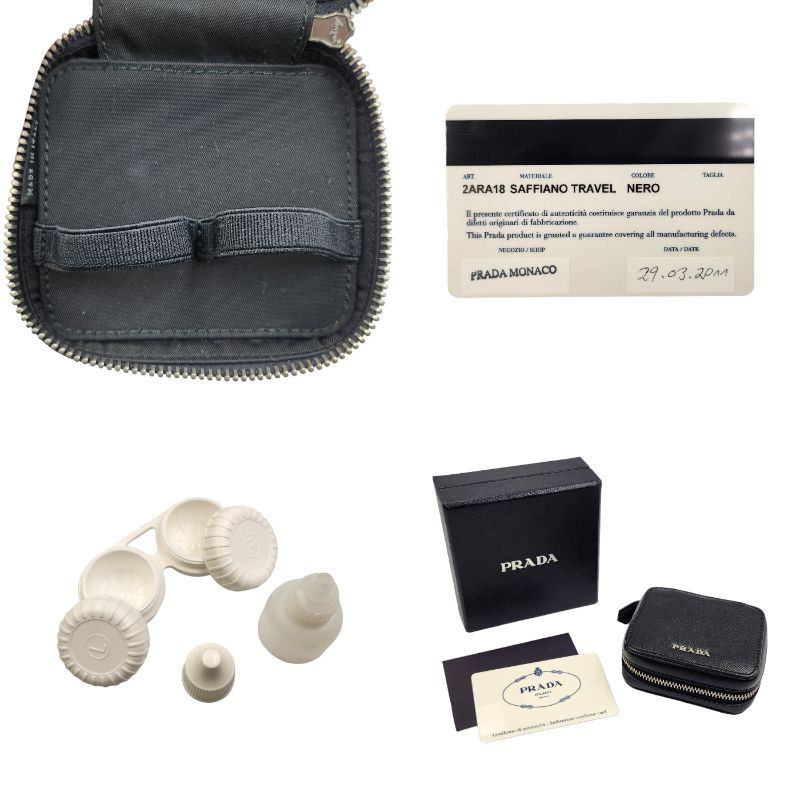 PRADA プラダ コンタクトケース SAFFIANO サフィアーノ ブラック 2ARA18 中古 T1