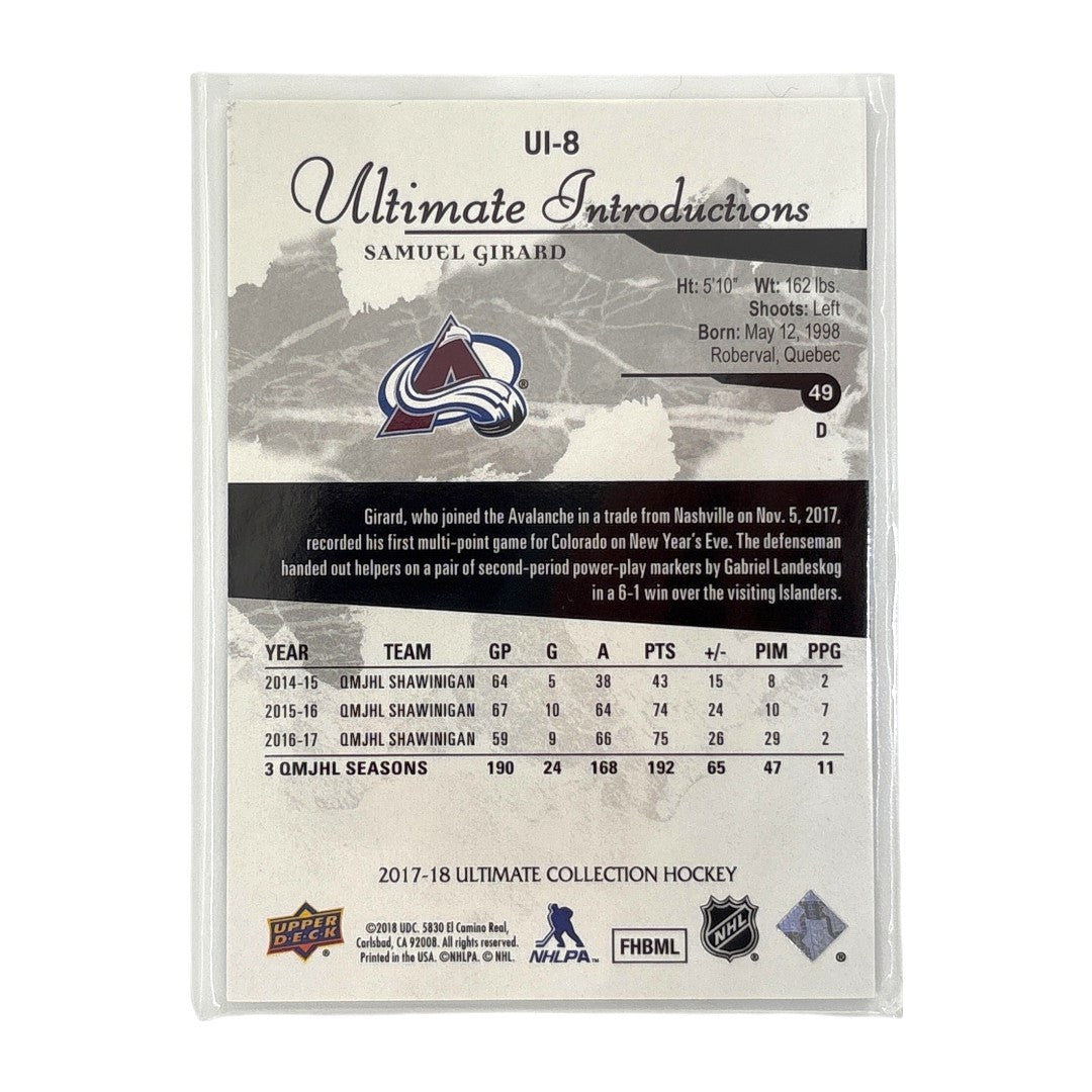 UPPER DECK NHLカード ULTIMATE COLLECTION SAMUEL GIRARD COLORADO AVALANCHE #UI-8 中古 IT1