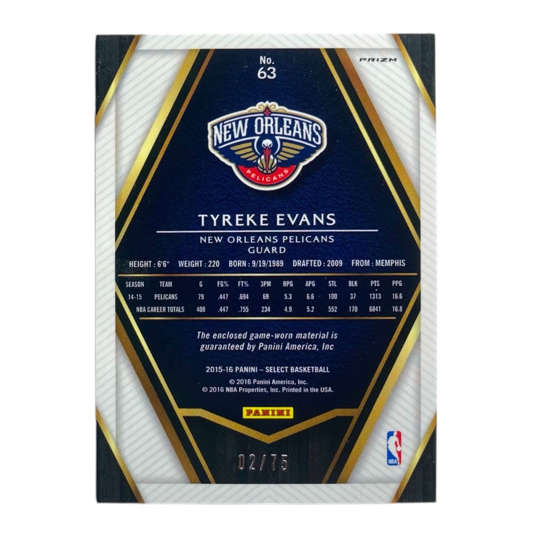 PANINI NBAカード SELECT PRIZM TYREKE EVANS NEW ORLEANS PELICANS /75 #63 中古 IT2