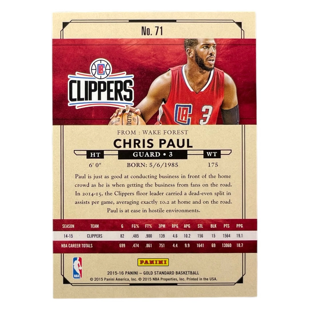 PANINI NBAカード GOLD STANDARD CHRIS PAUL LOS ANGELES CLIPPERS /299 #71 中古 IT2