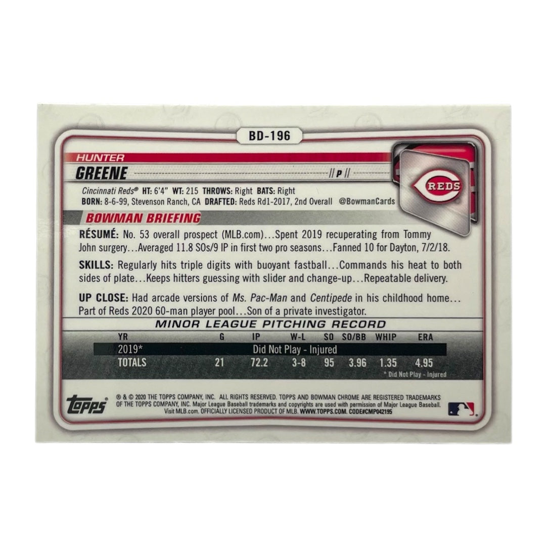 TOPPS MLBカード BOWMAN CHROME HUNTER GREENE CINCINNATI REDS #BD-196 中古 IT2