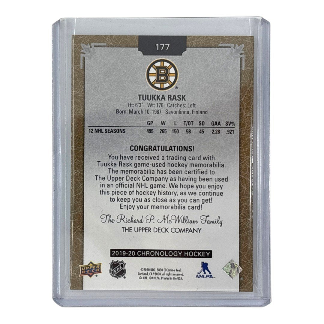 UPPER DECK NHLカード CHRONOLOGY TUUKKA RASK BOSTON BRUINS /25 #177 中古 IT1