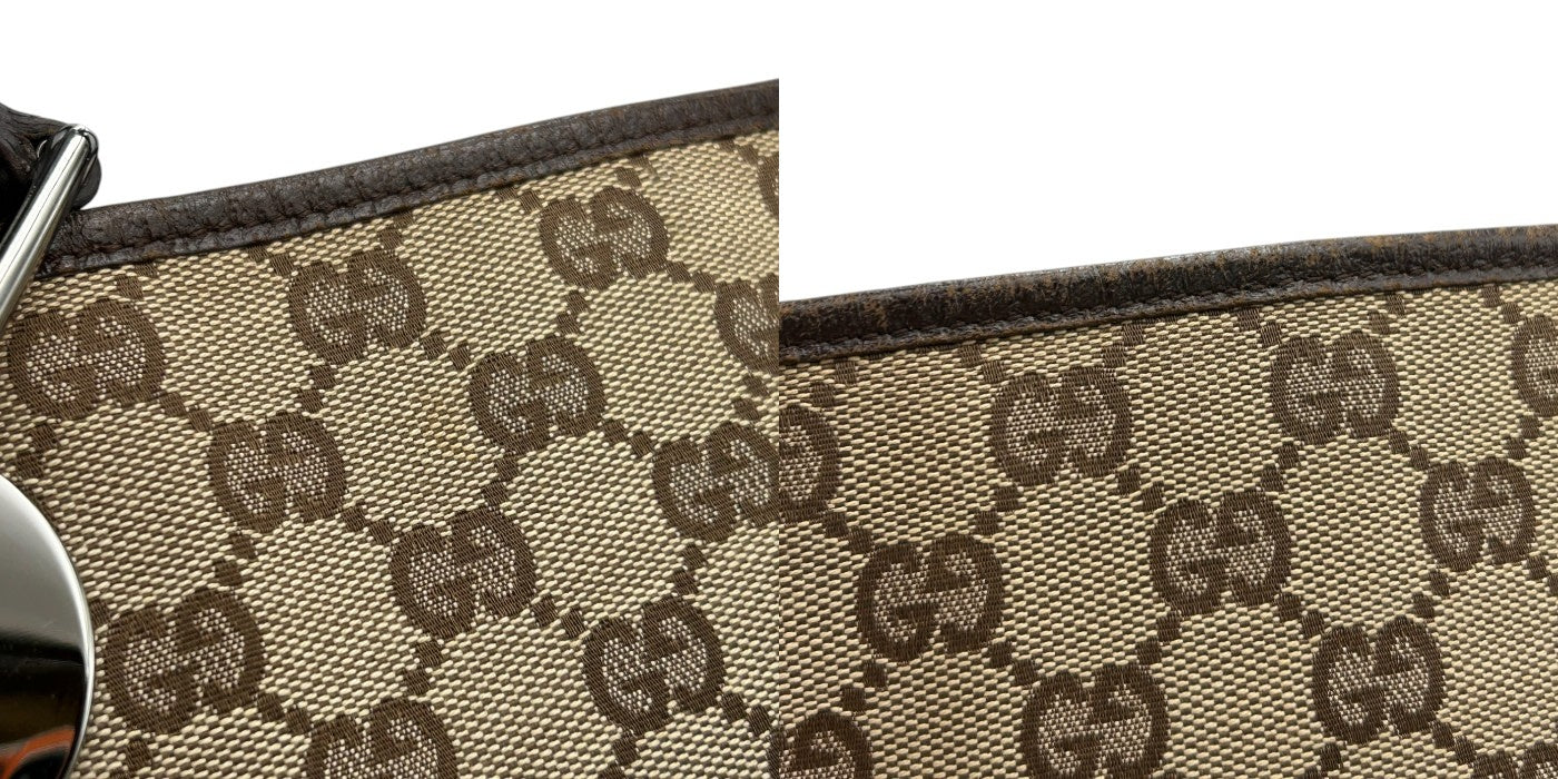 GUCCI グッチ GGキャンバス トート バッグ 120836 ブラウン 鞄 ブランド レディース おしゃれ レザー 中古 W4