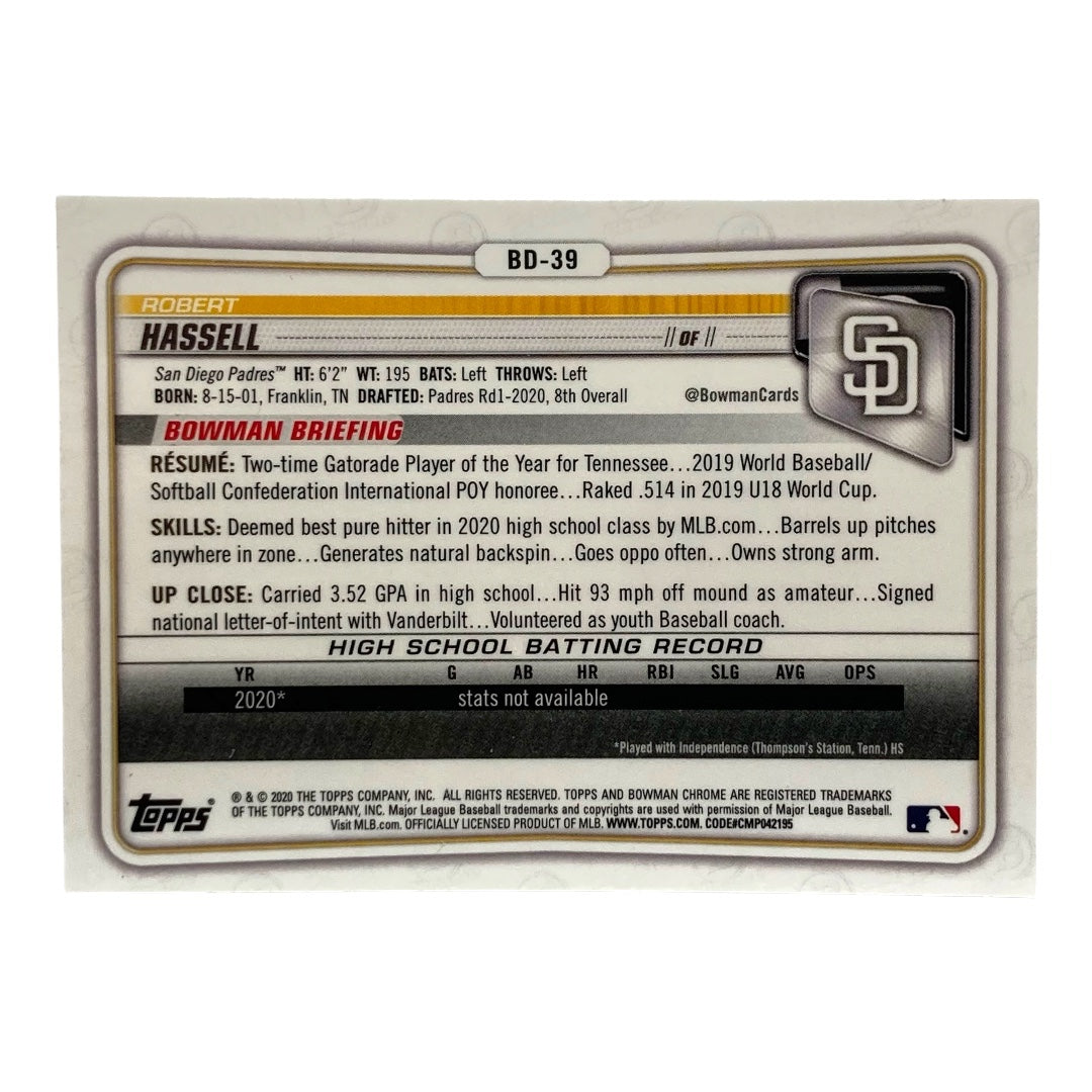 TOPPS MLBカード BOWMAN CHROME ROBERT HASSELL PADRES #BD-39 中古 IT2