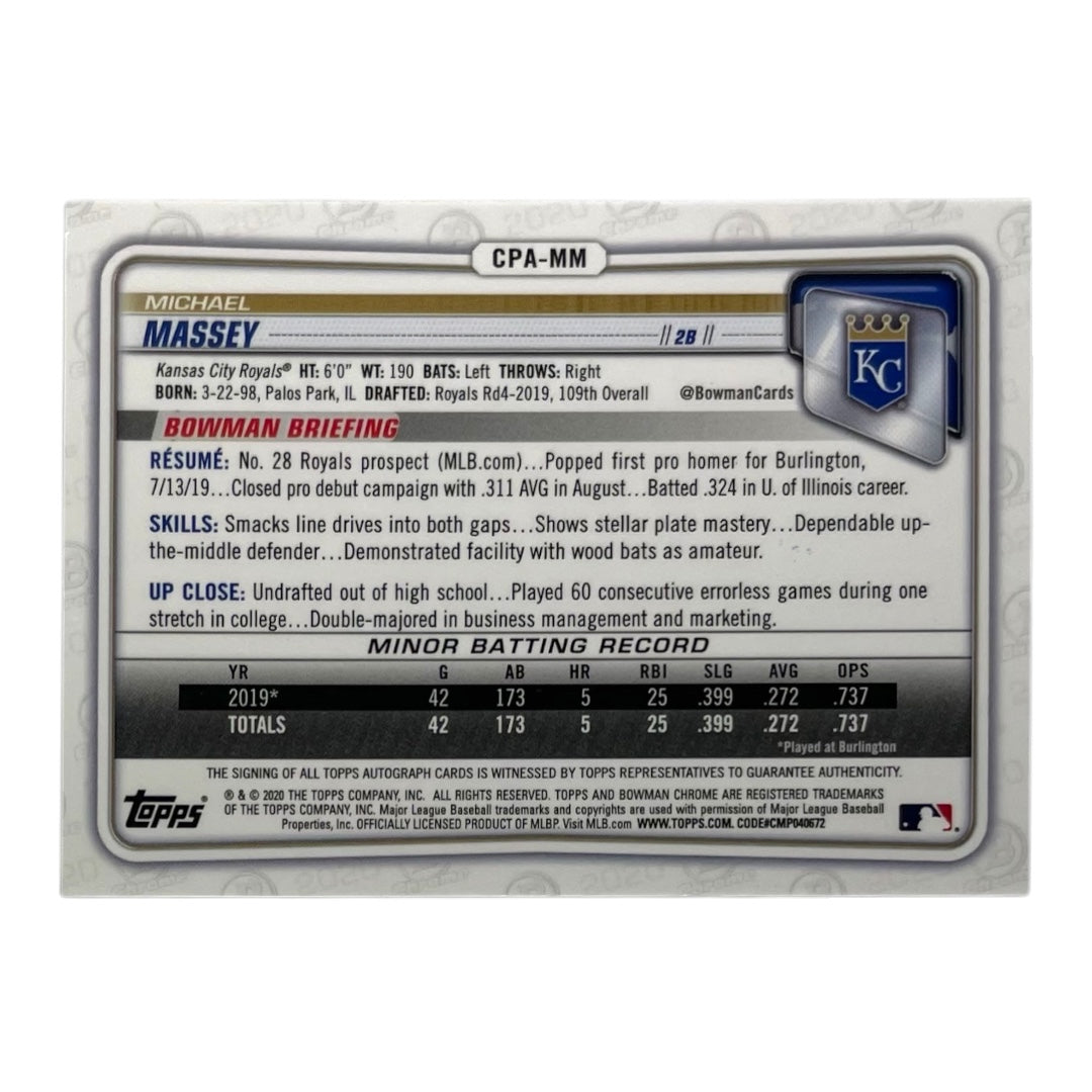 TOPPS MLBカード BOWMAN CHROME MICHAEL MASSEY KANSAS CITY ROYALS #СРА-ММ 中古 IT2