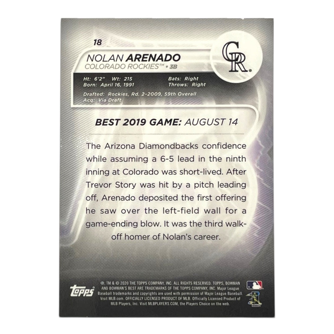 TOPPS MLBカード BOWMAN'S BEST NOLAN ARENADO COLORADO ROCKIES /99 #18 中古 IT2