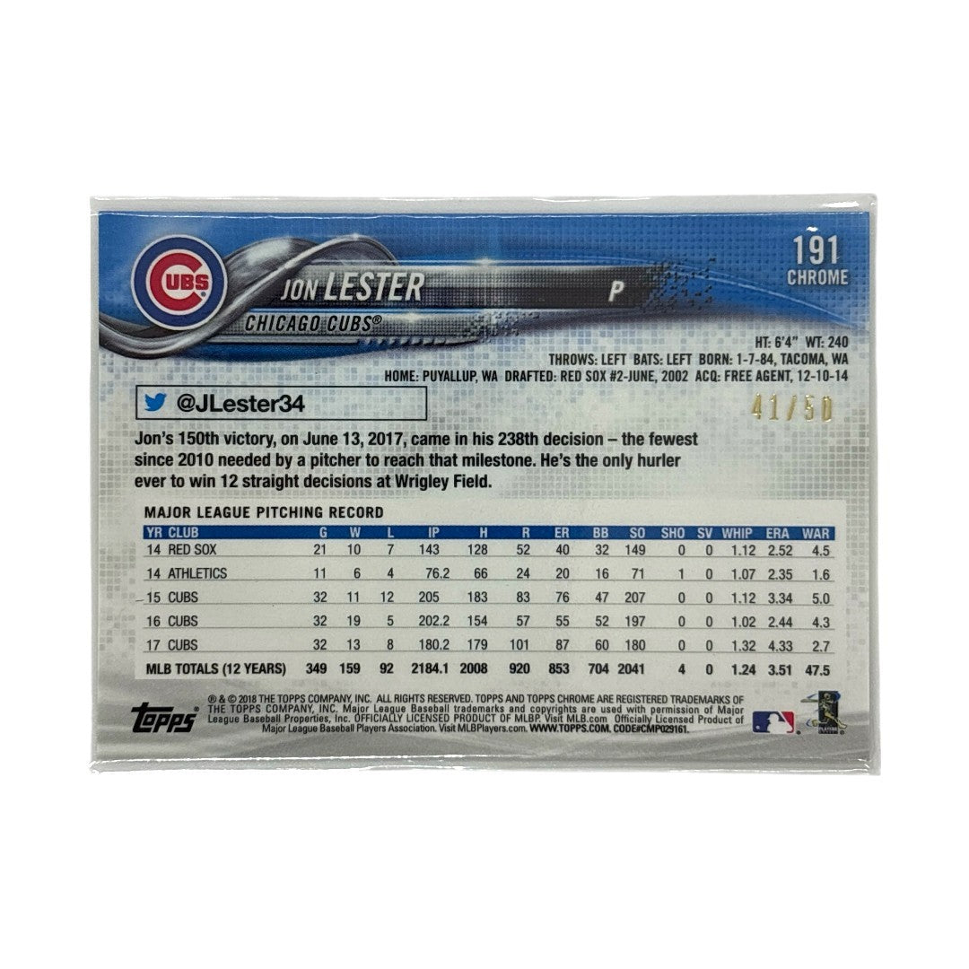 TOPPS MLBカード CHROME JON LESTER CHICAGO CUBS 41/50 #191 中古 IT1