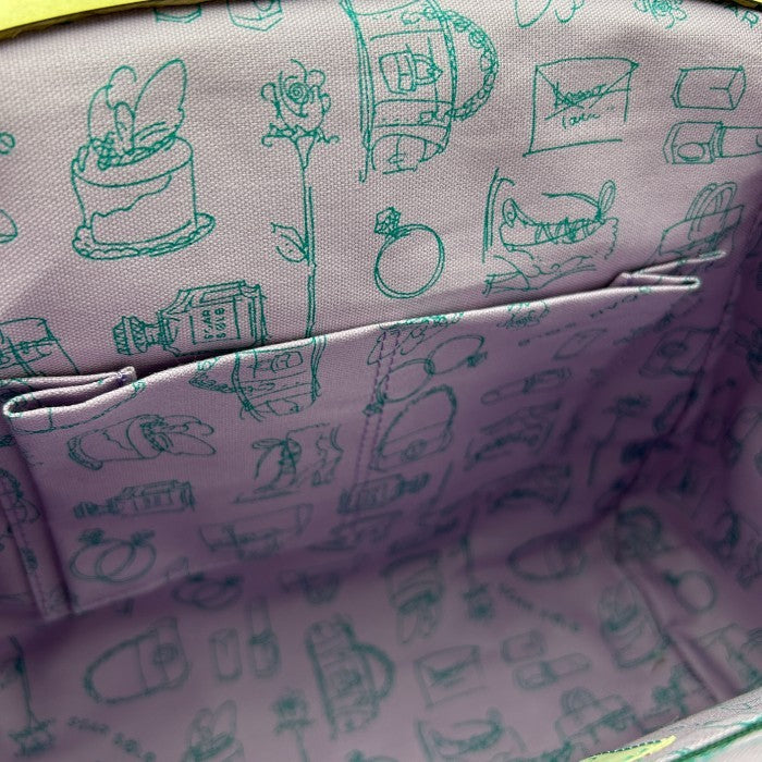 未使用品 SOAR SOLE ソアソウル ゴブラン織り ガマ口 バッグ 花柄 ブルー 鞄 トート レディース 日本製 牛革 中古 W4