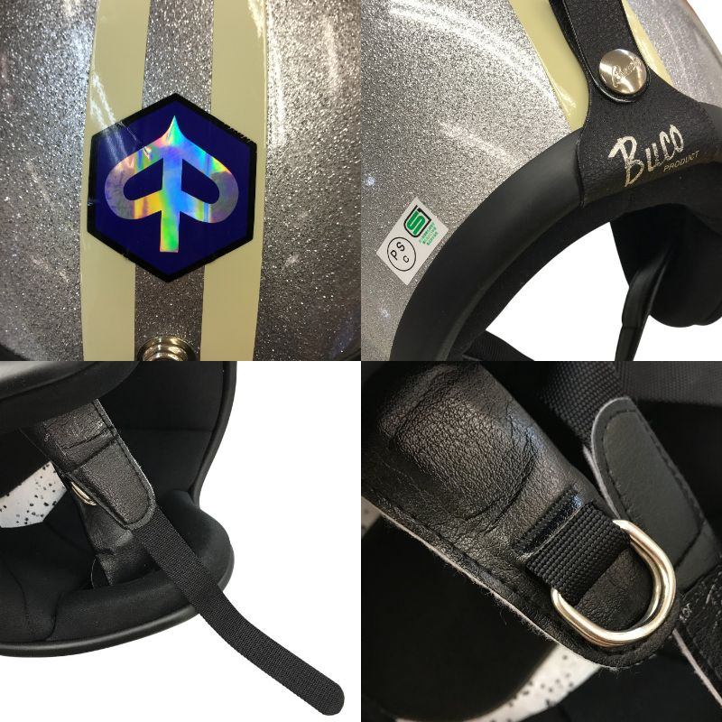 BUCO ブコ ジェットヘルメット スター 星柄 バイク 二輪用 ラメ SG/PSC シルバーフレーク 中古 T1