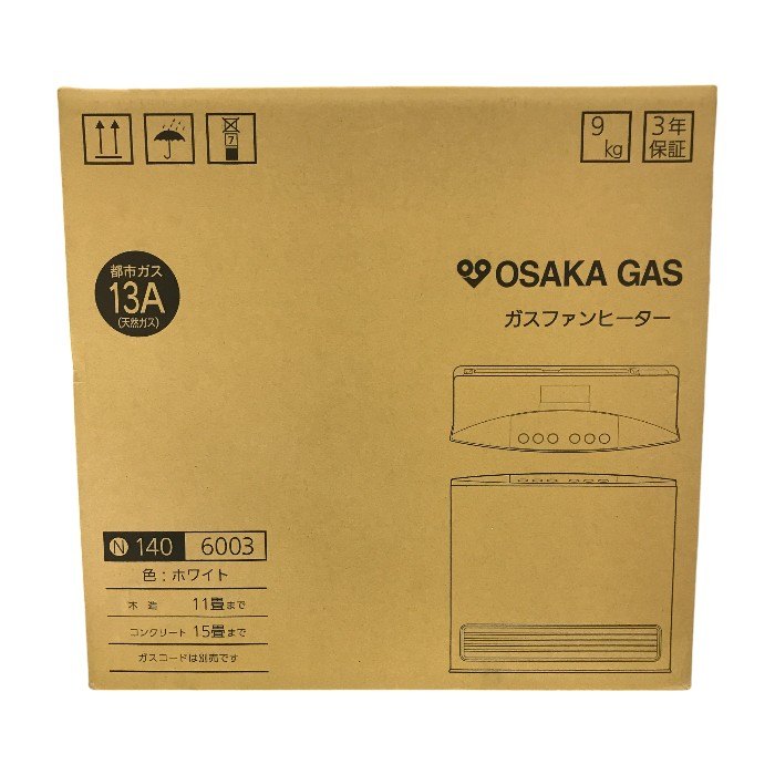 大阪ガス ガスファンヒーター ホワイト 都市ガス用 木造~11畳/コンクリート~15畳 140-6003 中古 T1
