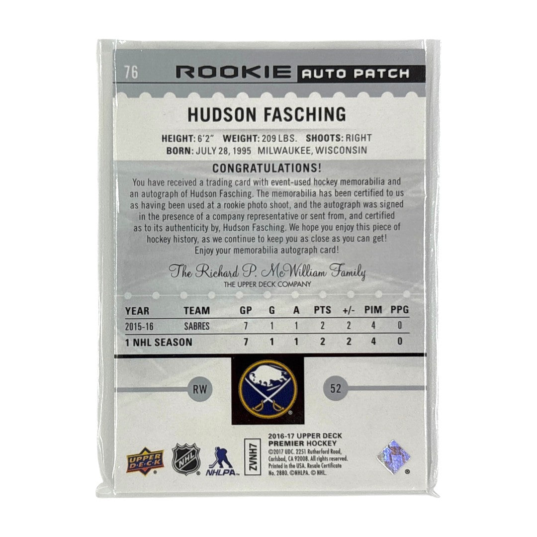 UPPER DECK NHLカード PREMIER HUDSON FASCHING SABRES 214/299 #76 中古 IT1