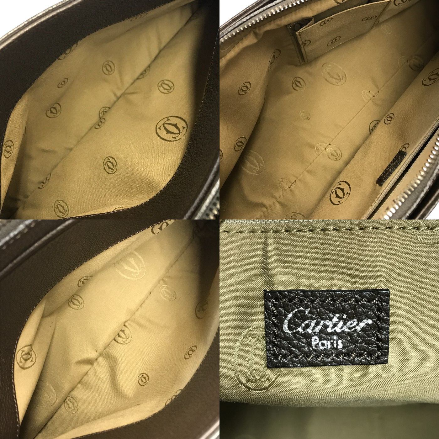 CARTIER カルティエ マルチェロ ドゥ ハンドバッグ レディース レザー 2way ショルダーバッグ パンチングロゴ ダークブラウン 中古 T1