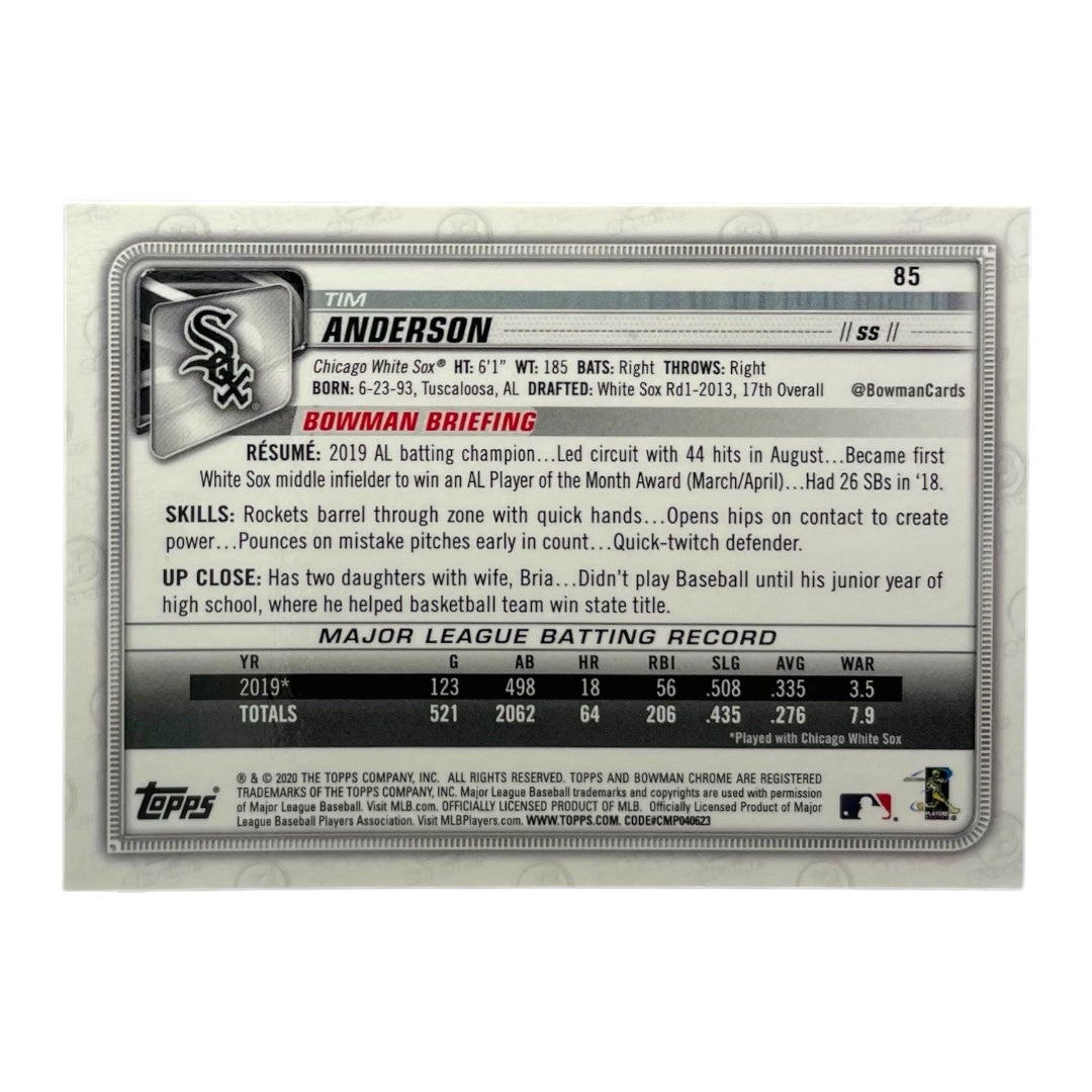 TOPPS MLBカード BOWMAN CHROME TIM ANDERSON CHICAGO WHITE SOX /150 #85 中古 IT2