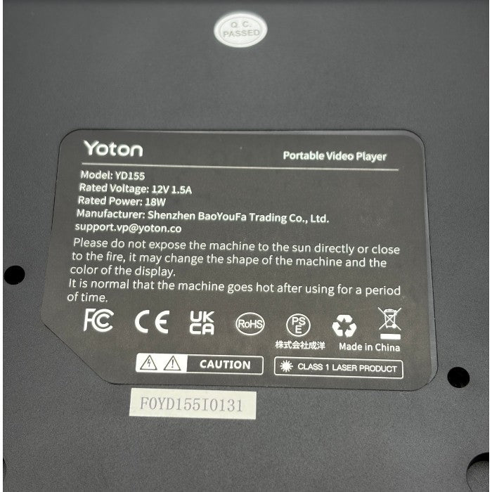 Yoton ポータブル DVDプレーヤー YD155 14.1インチ 充電式 持ち運び アウトドア 家電製品 中古 W4