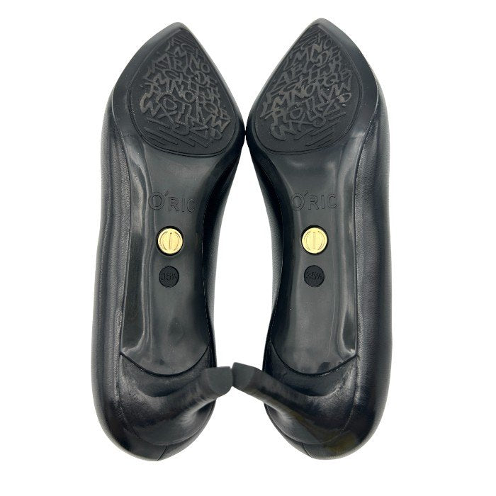 O'RIC オーリック CANDIE レディース パンプス 35 1/2 (約22.5cm) 410-31821 ポインテッドトゥ 靴 シューズ ヒール ブラック レザー 中古 W4