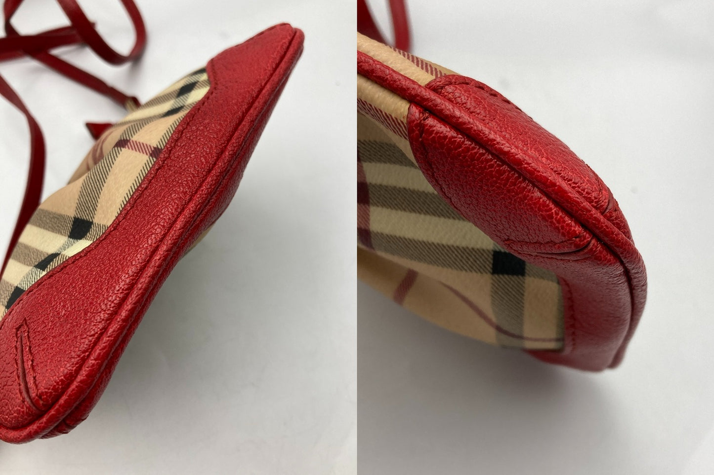 BURBERRY バーバリー ノバチェック ショルダーバッグ レッド/ベージュ 中古 D4