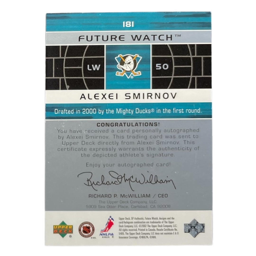 UPPER DECK NHLカード SP AUTHENTIC ALEXEI SMIRNOV MIGHTY DUCKS /999 #181 中古 IT2