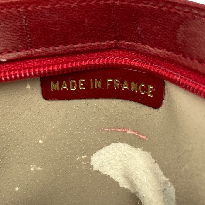 CHANEL シャネル ラムスキン ココマーク ポーチ レッド ブランド レディース 小物入れ 赤 かわいい 中古 W1