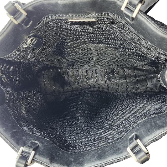 PRADA プラダスポーツ トートバッグ レディース ショルダー メッシュ 肩掛け 裏地あり レザー ブラック 中古 T1