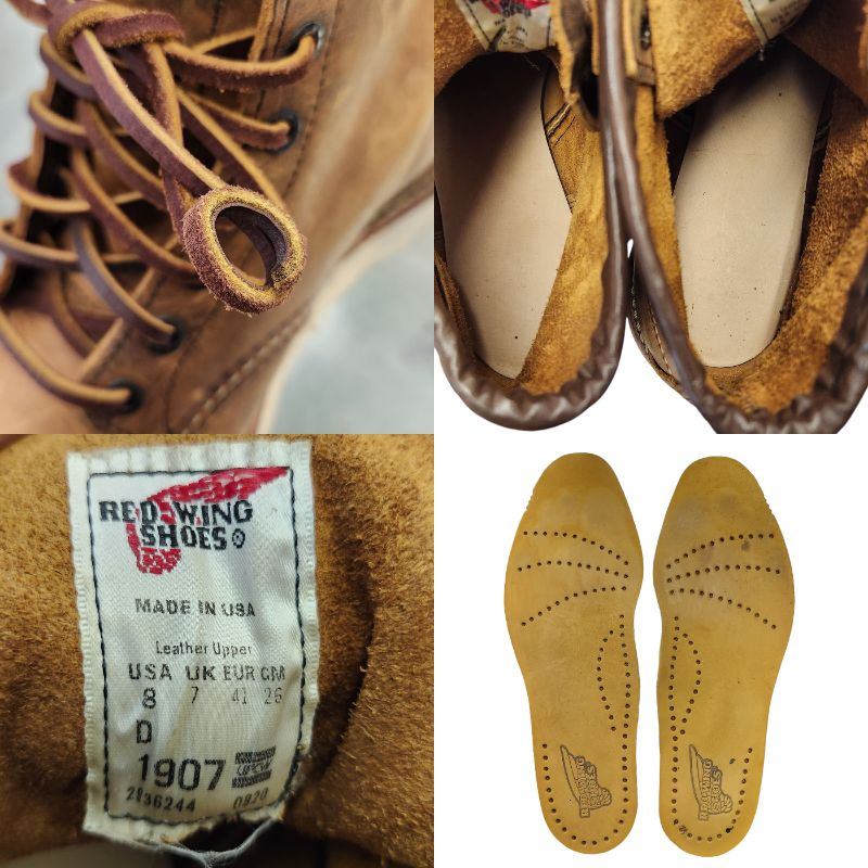 RED WING レッドウイング 6インチ クラシックモック ワークブーツ メンズ レザー フットベッド ブラウン US8 26cm 1907 中古 T1