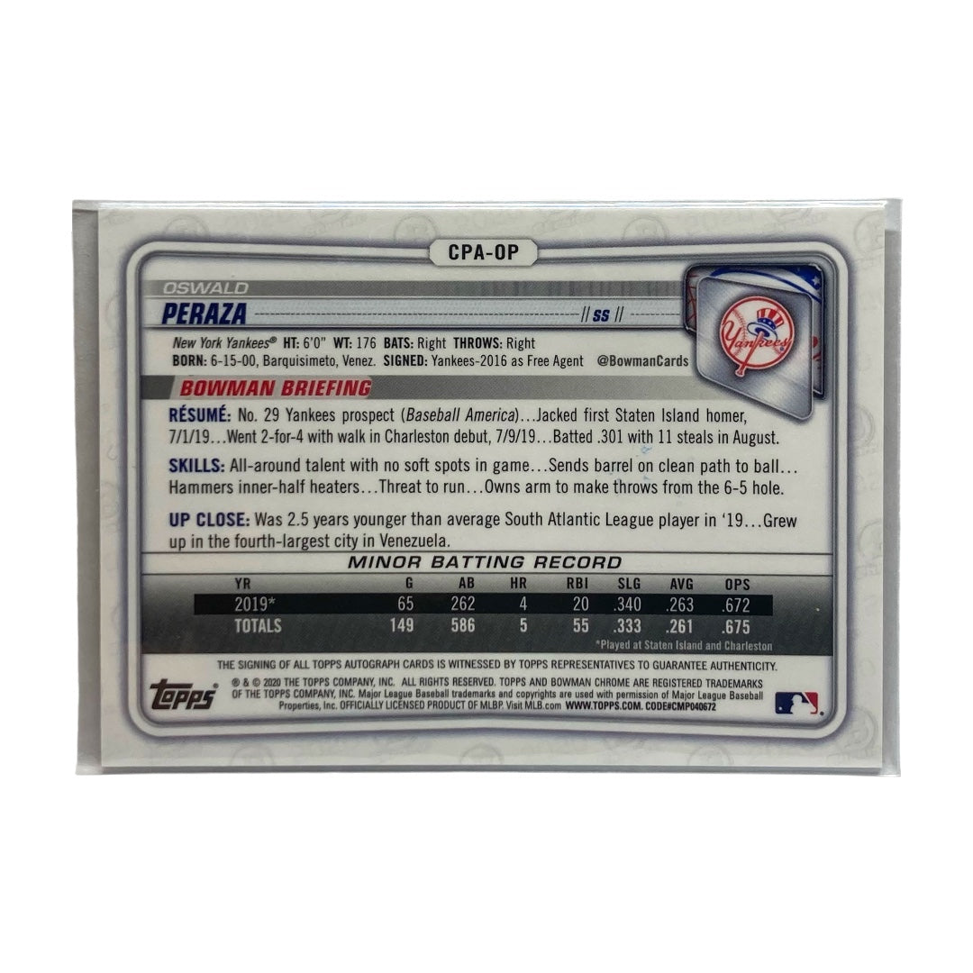 TOPPS MLBカード BOWMAN CHROME 1ST OSWALD PERAZA YANKEES #CPA-OP 中古 IT2