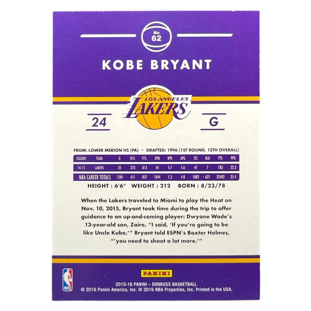 PANINI NBAカード DONRUSS KOBE BRYANT LOS ANGELES LAKERS #62 中古 IT2