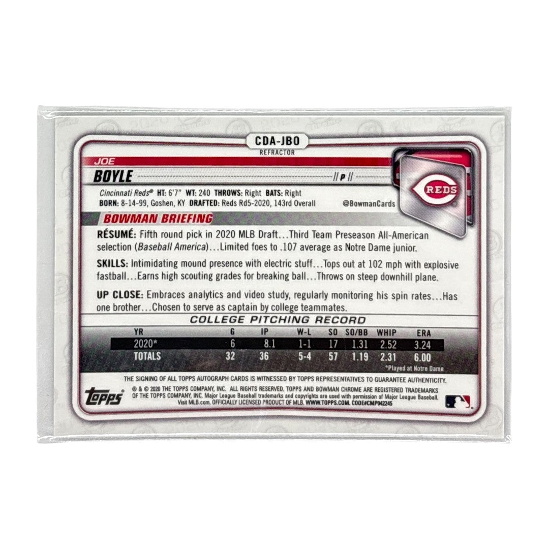 TOPPS MLBカード BOWMAN CHROME 1ST JOE BOYLE CINCINNATI REDS /499 #CDA-JBO 中古 IT1