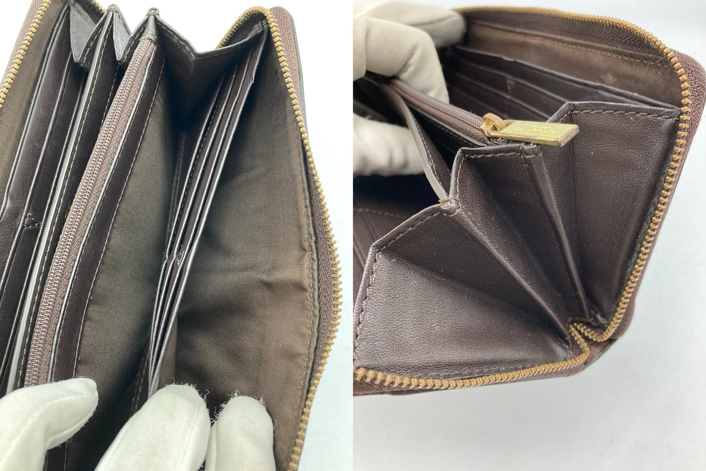 COACH コーチ 型押しレザー シグネチャー ラウントファスナー 長財布 中古 D4