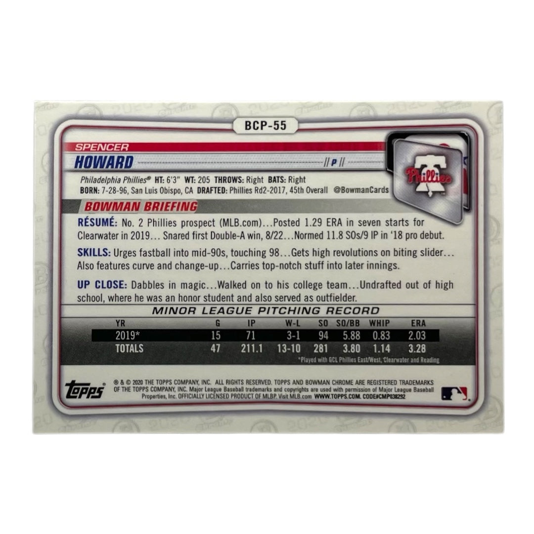 TOPPS MLBカード BOWMAN CHROME SPENCER HOWARD PHILADELPHIA PHILLIES /50 #BCP-55 中古 IT2