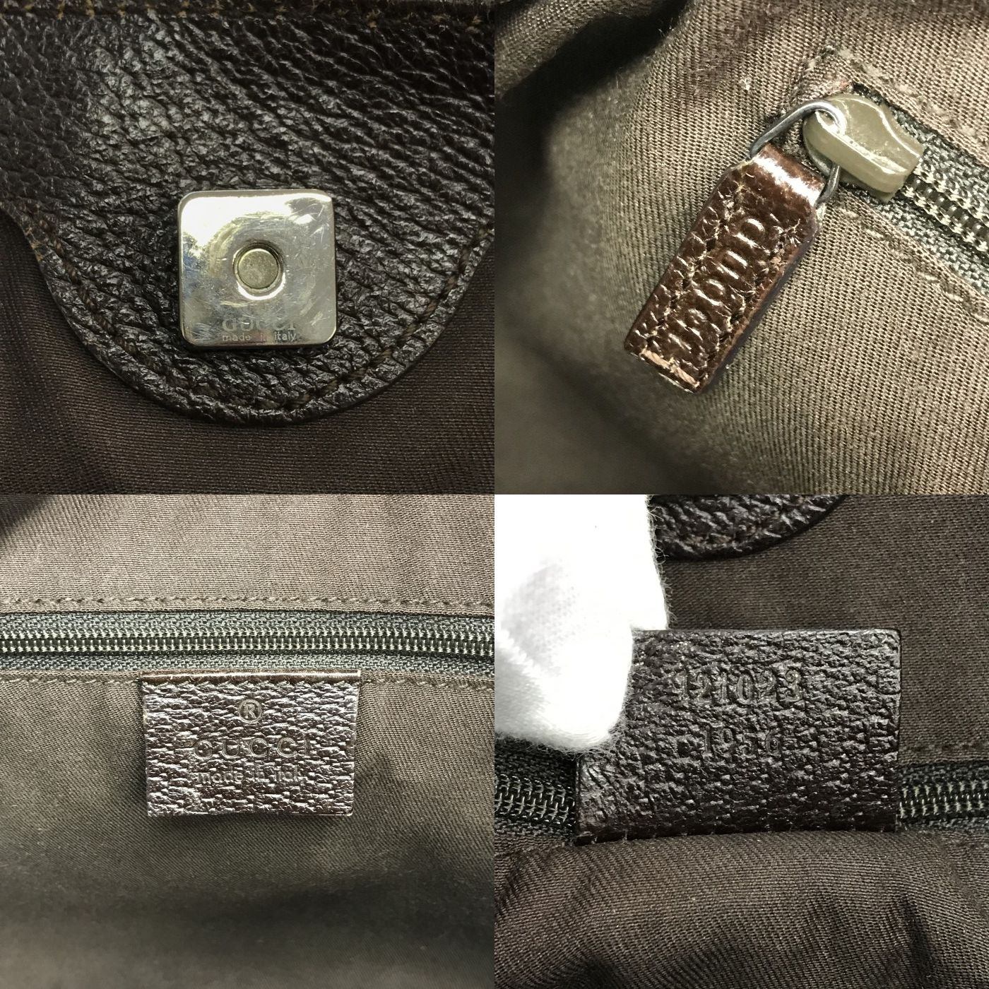 GUCCI グッチ GGキャンバス ハンドバッグ レディース キャンバス/レザー セミショルダー トート A4収納 カーキ/ブラウン 121023 中古 T1