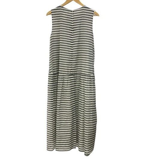 'S MaxMara エスマックスマーラ ワンピース レディース ノースリーブ ボーダー ホワイト/グレー 38サイズ 23922131326 夏 かわいい ロング 中古 KW1