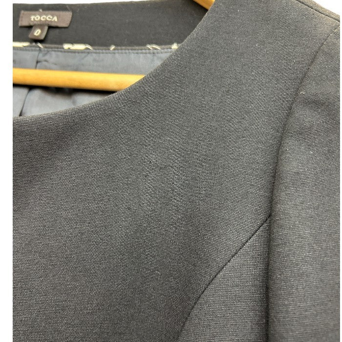 TOCCA トッカ ジャケット レディース リボン ノーカラー ブラック 0サイズ TOIA1800 アウター 春 かわいい フェミニン 中古 W4