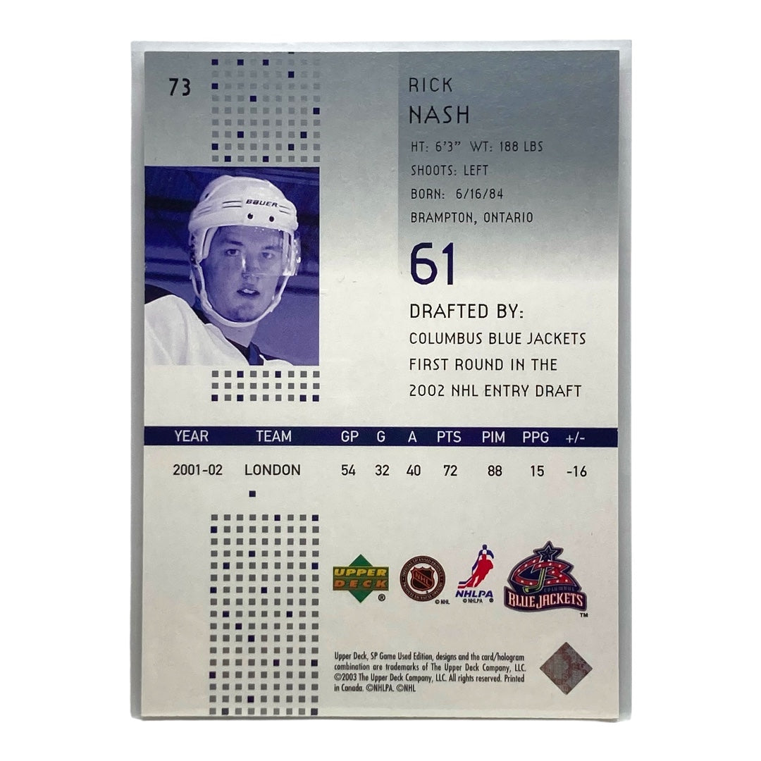 UPPER DECK NHLカード SP GAME USED RICK NASH BLUE JACKETS 354/750 #73 中古 IT2