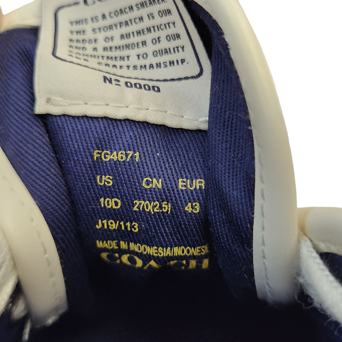 COACH コーチ スニーカー メンズ パンチング レザー ローカット レースアップ オフホワイト 27cm FG4671 中古 T1