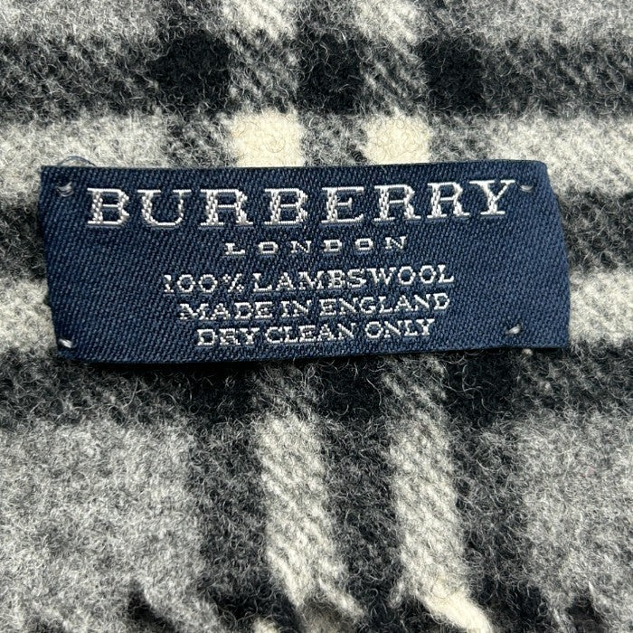 BURBERRY LONDON バーバリー ロンドン ノバチェック ラムウール 100% マフラー ブランド レディース メンズ ストール 中古 W4
