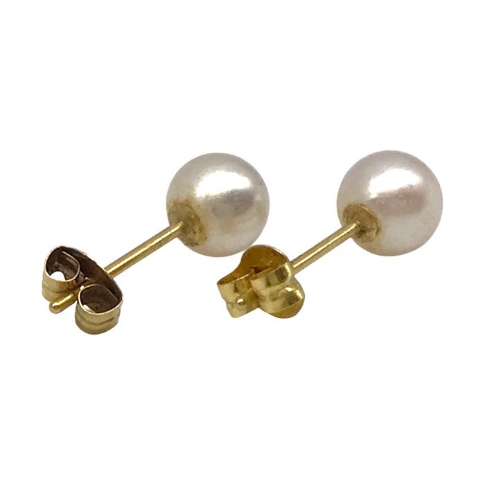 K18 パール ピアス レディース スタッド シンプル イエローゴールド 中古 T1