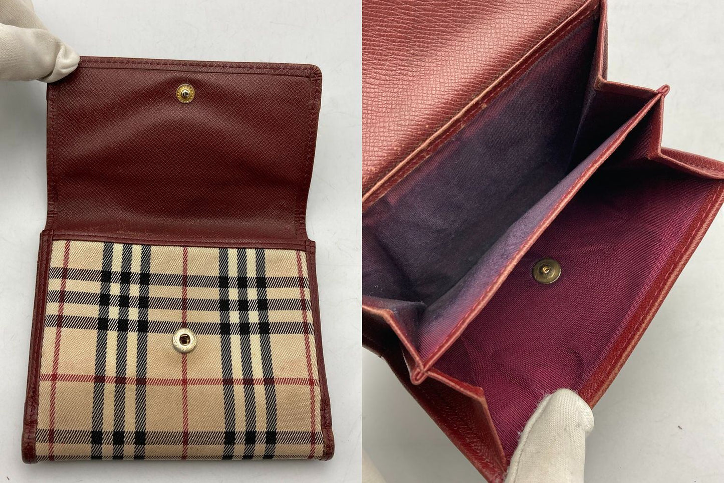 BURBERRY バーバリー チェック柄 Wホック 2つ折り財布 中古 D4