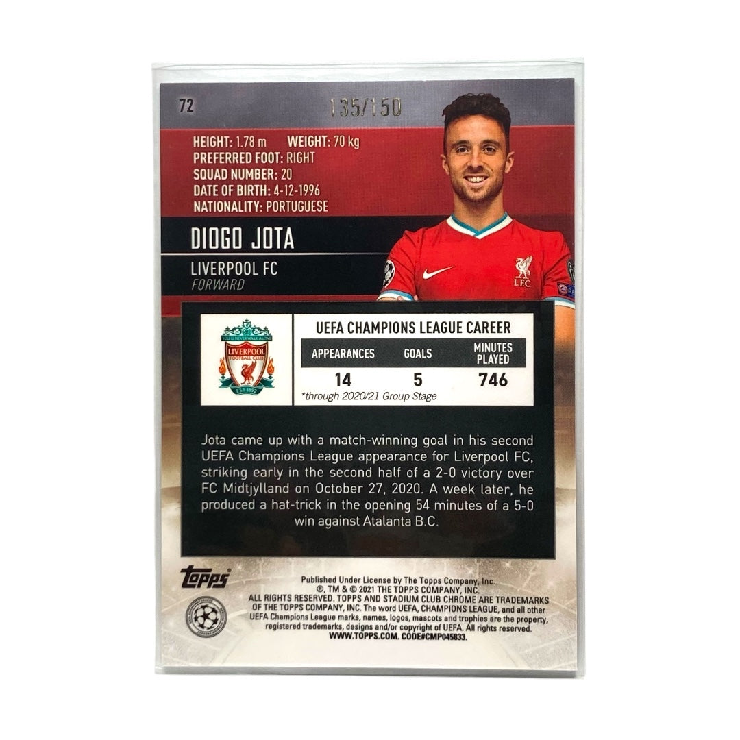 TOPPS サッカーカード STADIUM CLUB CHROME DIOGO JOTA LIVERPOOL 135/150 #72 中古 IT2