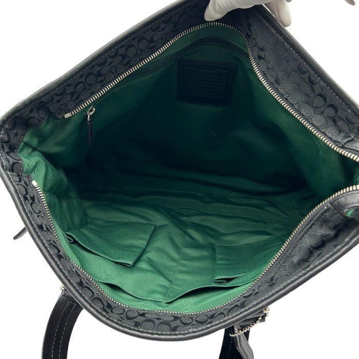 COACH コーチ ミニシグネチャー 2WAY トートバッグ F70291 メンズ ショルダーバッグ キャンバス ブラック 中古 W4