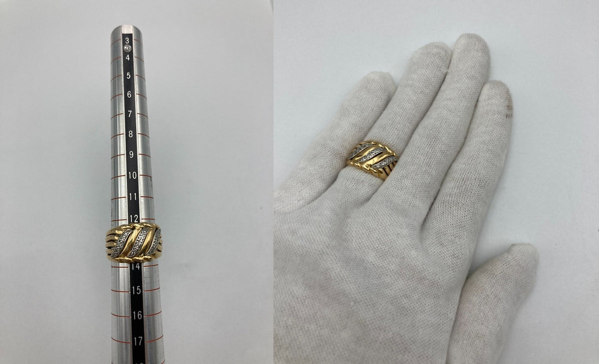 K18/Pt900 コンビ ダイヤ0.12ct リング 13号 中古 D4