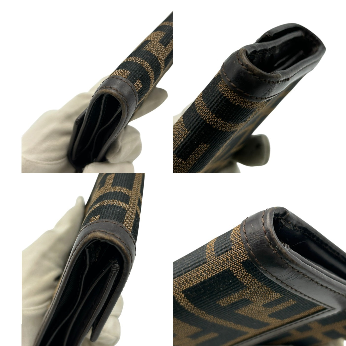 FENDI フェンディ ズッカ 財布 三つ折り ブランド レディース コンパクト 小さめ 中古 W4