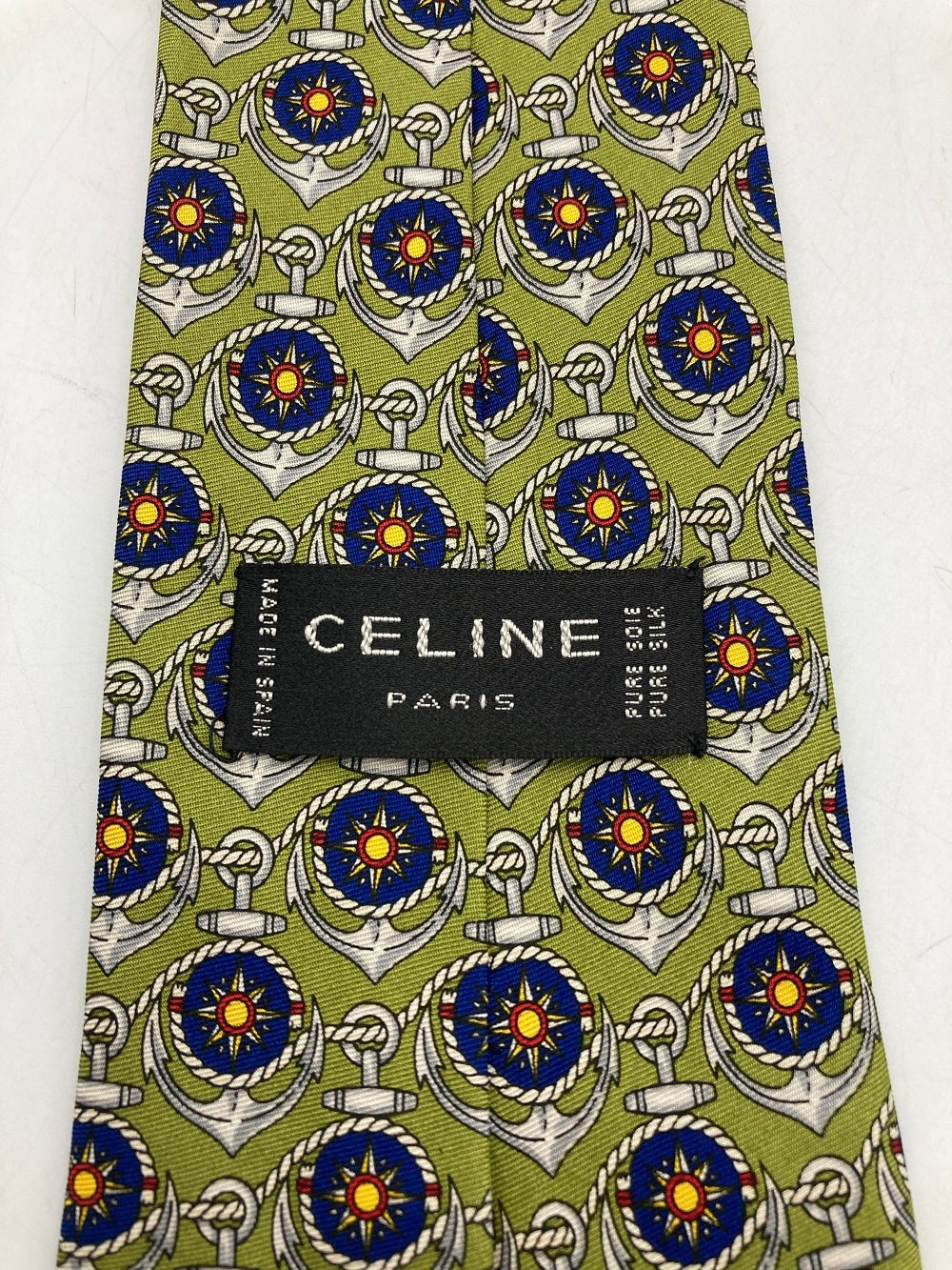 CELINE セリーヌ 錨柄 ネクタイ シルク 中古 D4