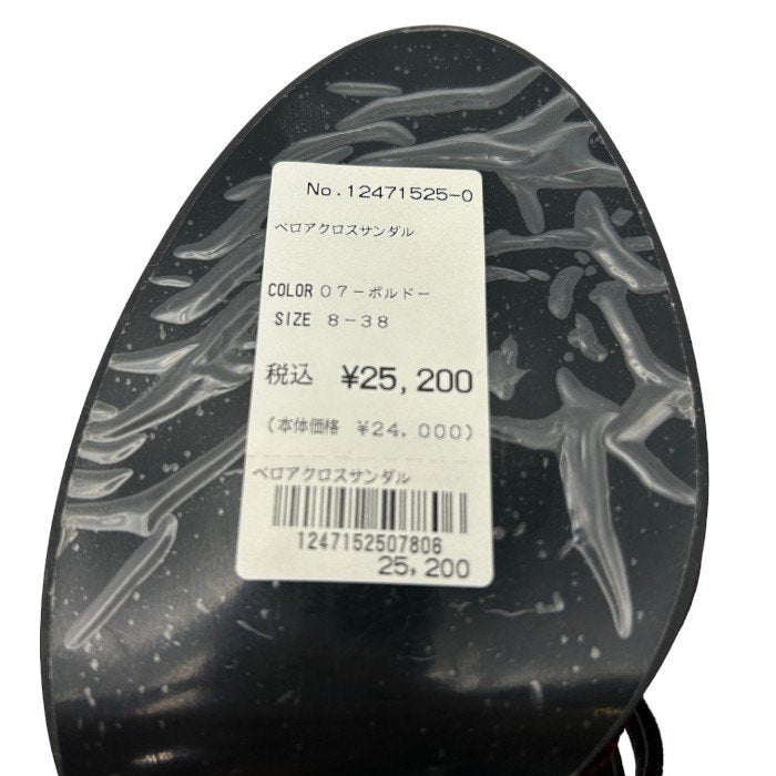 未使用品 GRACE CONTINENTAL グレースコンチネンタル ベロア クロスサンダル ボルドー 38(約24.5cm) 靴 シューズ 夏 レディース 花 かわいい ヒール 中古 W4