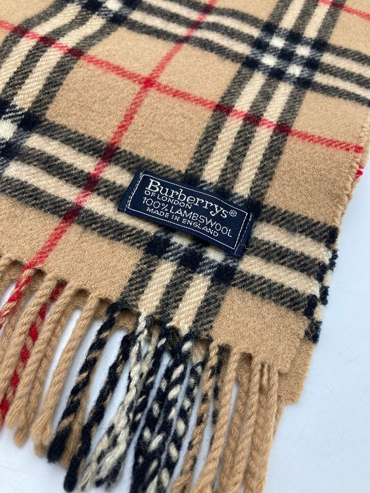 Burberry's バーバリーズ 英国製 ノバチェック マフラー ウール100% 中古 D4