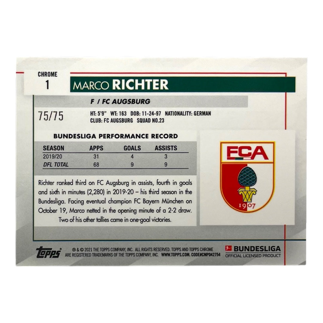 TOPPS サッカーカード CHROME MARCO RICHTER AUGSBURG /75 #1 中古 IT2