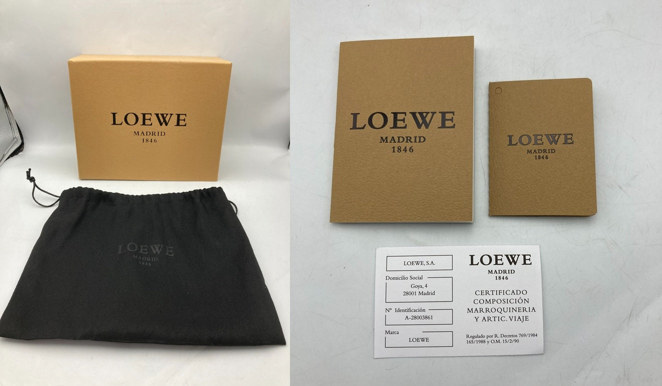 LOEWE ロエベ ナッパレザー 化粧ポーチ/コスメポーチ アナグラム ブラック 中古 D4